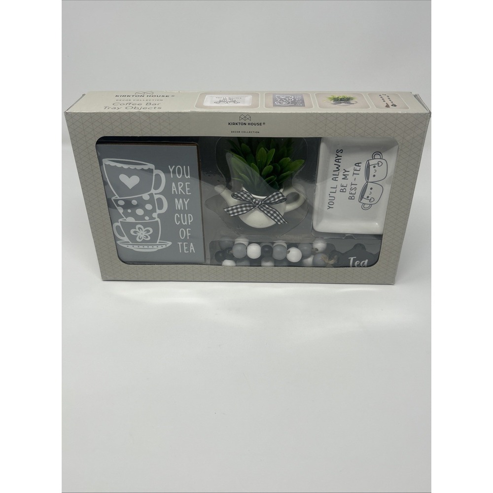 NEW Kirkton House Decor Collection Coffee Bar Tray Objects Cup Of Tea Themed
